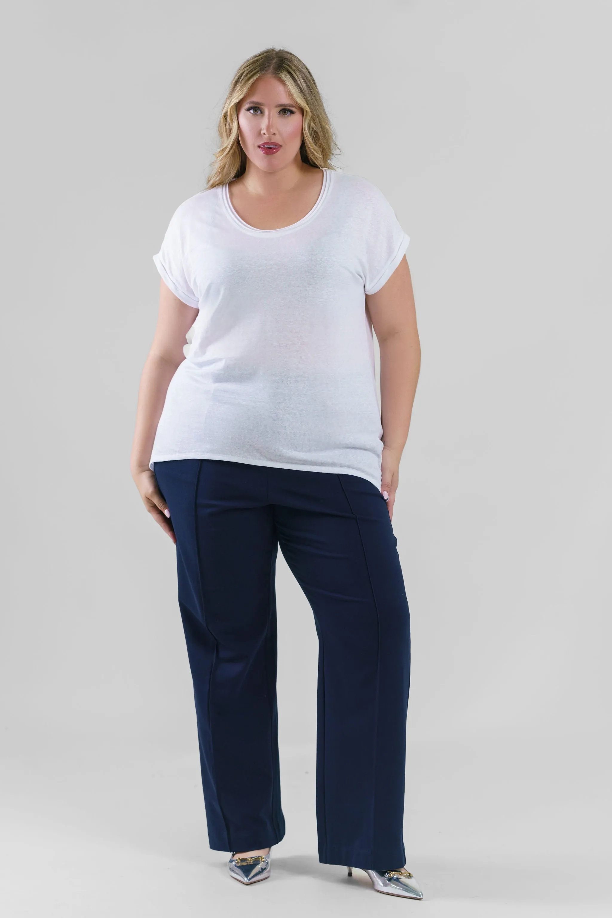 31" KNIT WIDE LEG PLEATED PANT