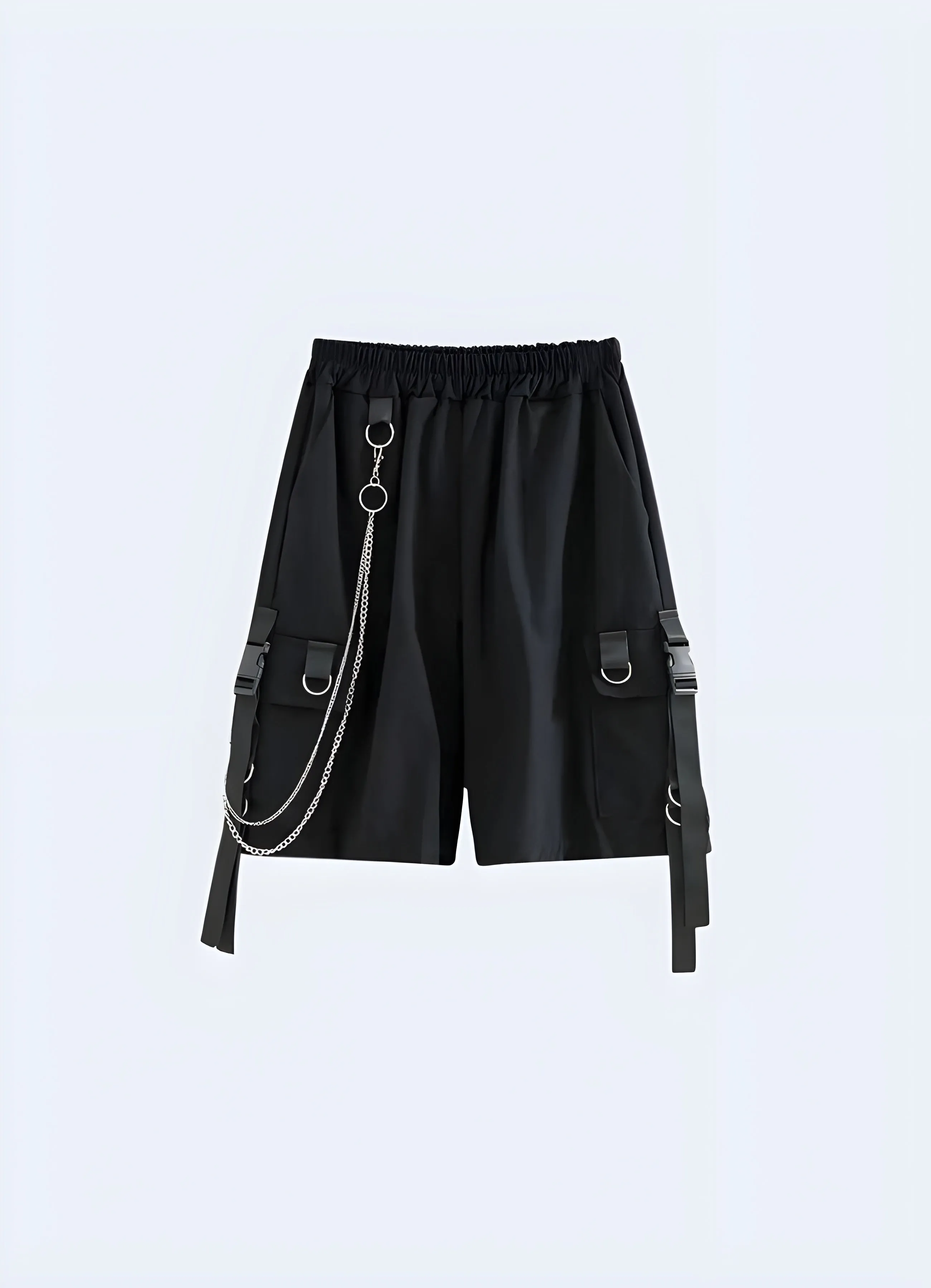 Baggy Techwear Long Shorts with Chain