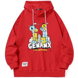 Casual Print Drop-Shoulder Sleeve Hoodies