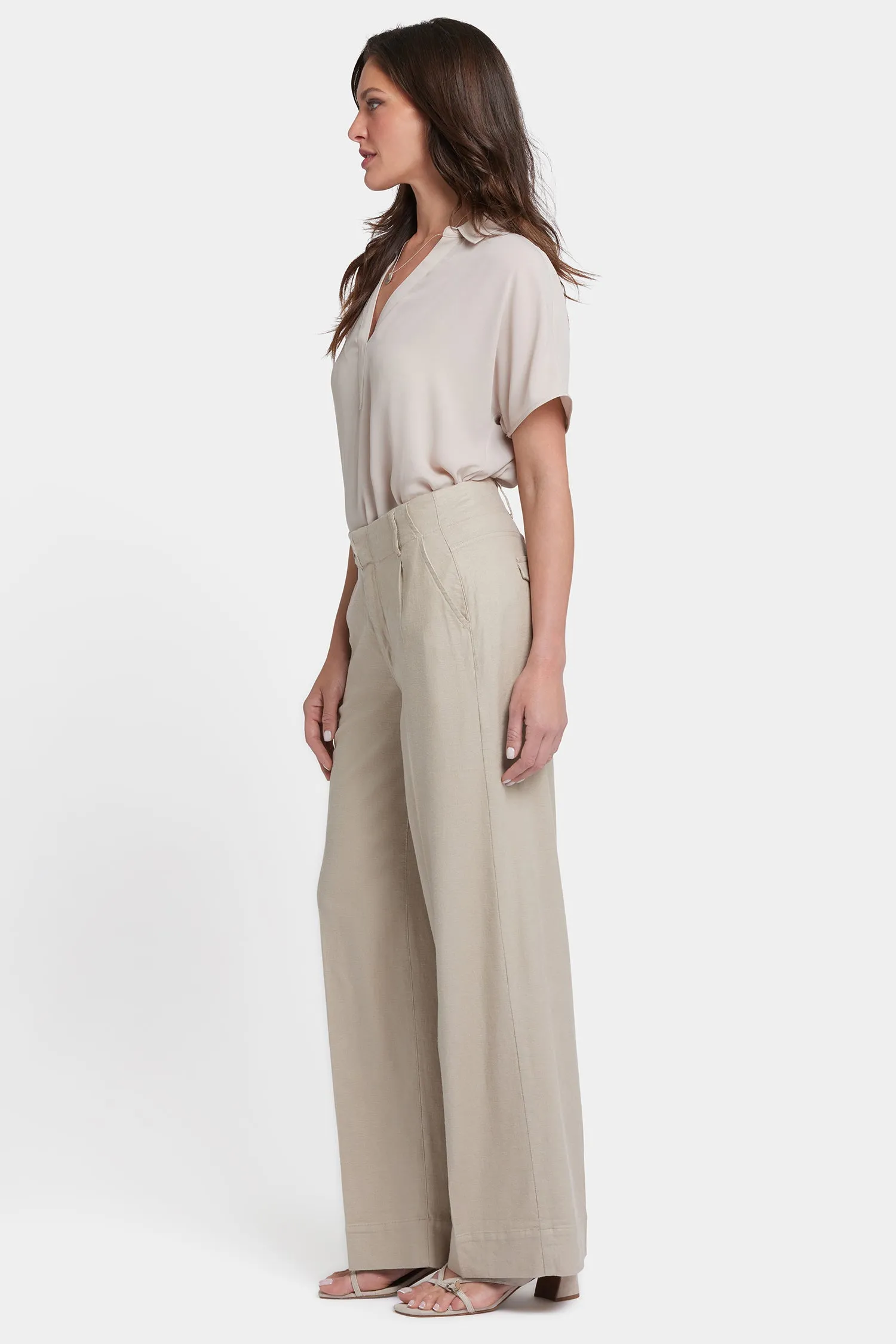Mona Wide Leg Trouser Pants - Feather