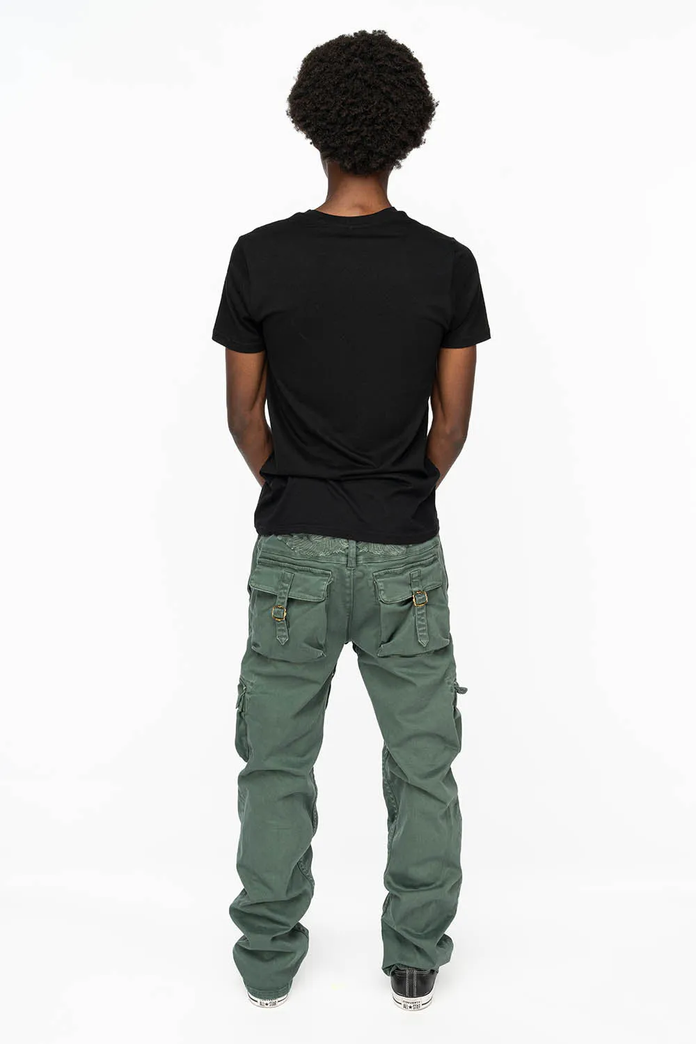 ROBINS NEW MILITARY STYLE CARGO PANTS IN FOREST WASH